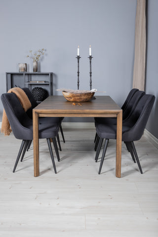 Venture Home Slider Förlängningsbord - Rökt Ek - 170+40+40cm +Velvet Deluxe Matstol -