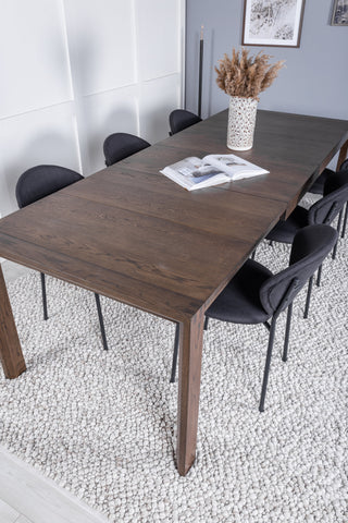 Venture Home Slider Förlängningsbord - Rökt Ek - 170+40+40cm +Vault Dining Chair - Svart L