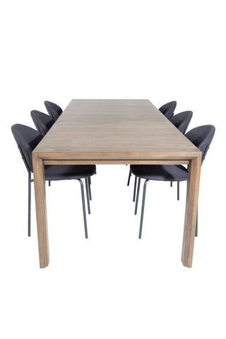 Venture Home Slider Förlängningsbord - Rökt Ek - 170+40+40cm +Vault Dining Chair - Svart L