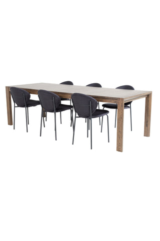 Venture Home Slider Förlängningsbord - Rökt Ek - 170+40+40cm +Vault Dining Chair - Svart L