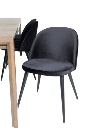 Venture Home Slider Förlängningsbord - Rökt Ek - 170+40+40cm + Matstol i sammet - Svart