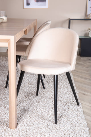 Venture Home Slider Förlängningsbord - White Wash - 170+40+40cm + Matstol i sammet - Beige