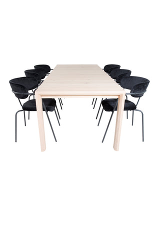 Venture Home Slider Förlängningsbord - White Wash - 170+40+40cm +Arrow fåtölj - Svarta ben