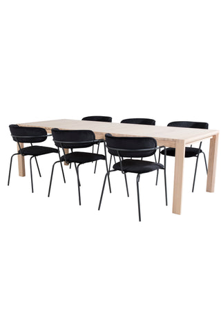Venture Home Slider Förlängningsbord - White Wash - 170+40+40cm +Arrow fåtölj - Svarta ben