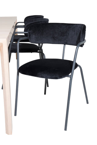 Venture Home Slider Förlängningsbord - White Wash - 170+40+40cm +Arrow fåtölj - Svarta ben
