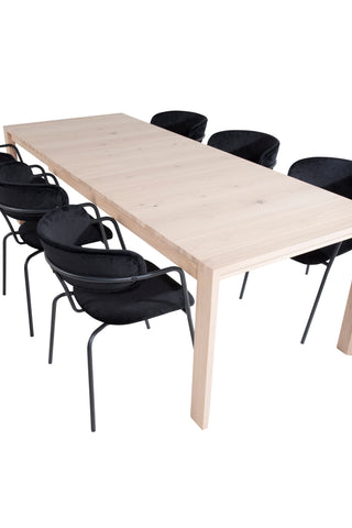 Venture Home Slider Förlängningsbord - White Wash - 170+40+40cm +Arrow fåtölj - Svarta ben