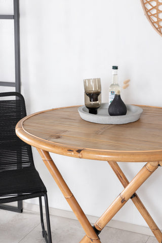 Cane Café bord ø80cm - Bamboo+Lindos Stacking Chair - Black Alu / Black Rope_2