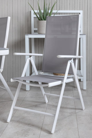 Venture Home Virya Matbord - Vit Alu / Grått Glas - litet bord+Break 5:pos Stol - Vit/Grå_4