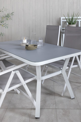 Venture Home Virya Matbord - Vit Alu / Grått Glas - litet bord+Break 5:pos Stol - Vit/Grå_4