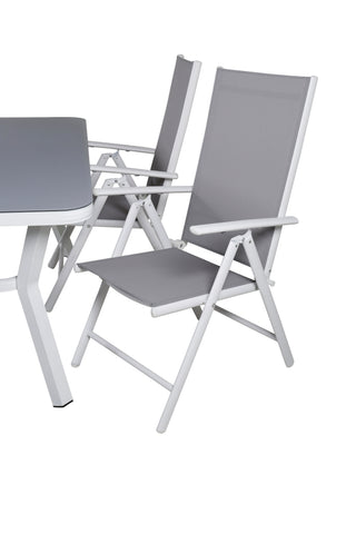 Venture Home Virya Matbord - Vit Alu / Grått Glas - litet bord+Break 5:pos Stol - Vit/Grå_4