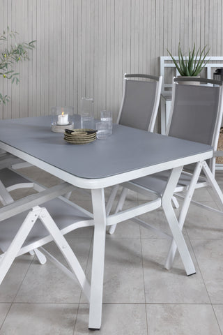 Venture Home Virya Matbord - Vit Alu / Grått Glas - litet bord+Albany 5:pos Stol - Vit/Grå_4