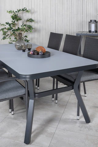 Venture Home Virya Matbord - Svart Alu / Grått Glas - stort bord+Anna Stol - Svart_6