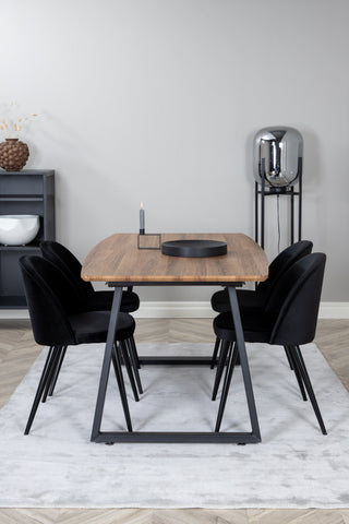 Venture Home Inca Matbord - 160/200*85*H75 - Ek / Svart+Velvet Matstol - Svart / Svart_4