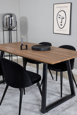 Venture Home Inca Matbord - 160/200*85*H75 - Ek / Svart+Velvet Matstol - Svart / Svart_4