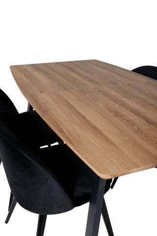 Venture Home Inca Matbord - 160/200*85*H75 - Ek / Svart+Velvet Matstol - Svart / Svart_4