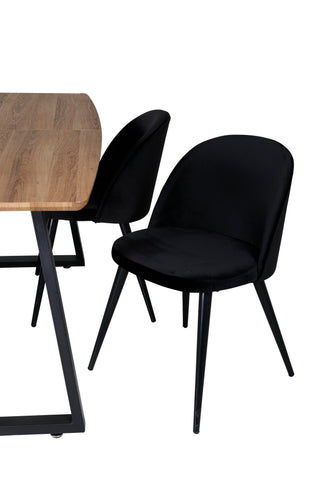 Venture Home Inca Matbord - 160/200*85*H75 - Ek / Svart+Velvet Matstol - Svart / Svart_4