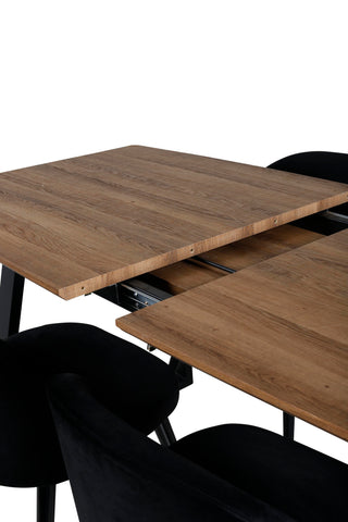 Venture Home Inca Matbord - 160/200*85*H75 - Ek / Svart+Velvet Matstol - Svart / Svart_4