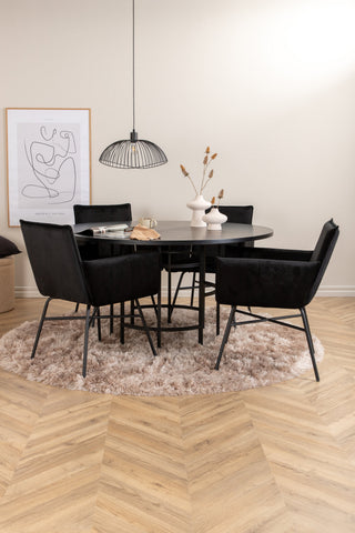 Venture Home Köpenhamn - Matbord runt - Svart / Svart+Petra Stol - Svart / Svart Sammet_4