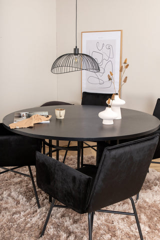 Venture Home Köpenhamn - Matbord runt - Svart / Svart+Petra Stol - Svart / Svart Sammet_4