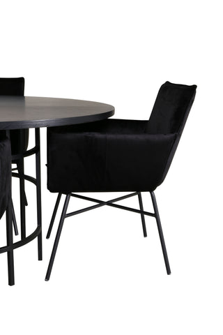 Venture Home Köpenhamn - Matbord runt - Svart / Svart+Petra Stol - Svart / Svart Sammet_4