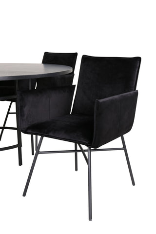 Venture Home Köpenhamn - Matbord runt - Svart / Svart+Petra Stol - Svart / Svart Sammet_4