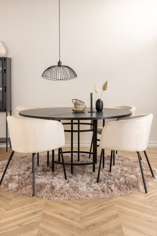 Venture Home Köpenhamn - Matbord runt - Svart / Svart+Berit Stol - Svart / Beige Velvet_4