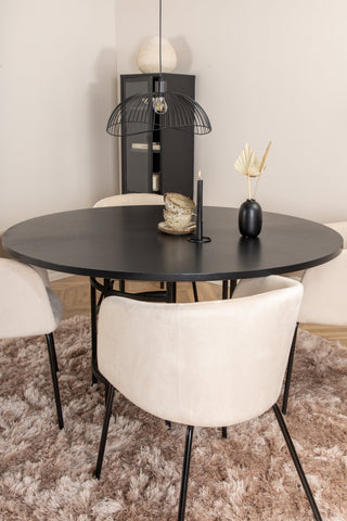 Venture Home Köpenhamn - Matbord runt - Svart / Svart+Berit Stol - Svart / Beige Velvet_4