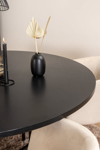Venture Home Köpenhamn - Matbord runt - Svart / Svart+Berit Stol - Svart / Beige Velvet_4