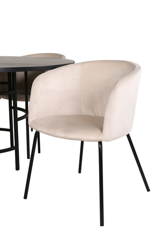 Venture Home Köpenhamn - Matbord runt - Svart / Svart+Berit Stol - Svart / Beige Velvet_4