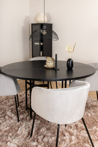 Venture Home Köpenhamn - Matbord runt - Svart / Svart+Berit Stol - Svart / Ljusgrå Sammet_4