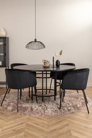 Venture Home Köpenhamn - Matbord runt - Svart / Svart+Berit Stol - Svart / Svart Sammet_4