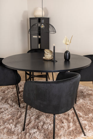 Venture Home Köpenhamn - Matbord runt - Svart / Svart+Berit Stol - Svart / Svart Sammet_4