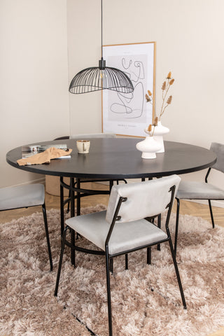 Venture Home Köpenhamn - Matbord runt - Svart / Svart+Kenth Stol - Svart / Ljusgrå Sammet_4