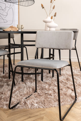 Venture Home Köpenhamn - Matbord runt - Svart / Svart+Kenth Stol - Svart / Ljusgrå Sammet_4