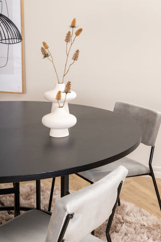 Venture Home Köpenhamn - Matbord runt - Svart / Svart+Kenth Stol - Svart / Ljusgrå Sammet_4