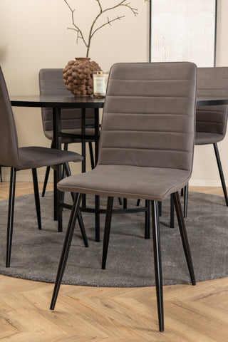 Venture Home Köpenhamn - Matbord runt - Svart / Svart+Windu Lyx Stol - Svart / Grå Micro Fibre_4