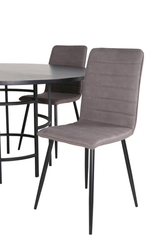Venture Home Köpenhamn - Matbord runt - Svart / Svart+Windu Lyx Stol - Svart / Grå Micro Fibre_4
