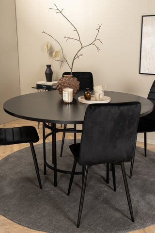 Venture Home Köpenhamn - Matbord runt - Svart / Svart+Windu Lyx Stol - Svart / Svart Velvet_4
