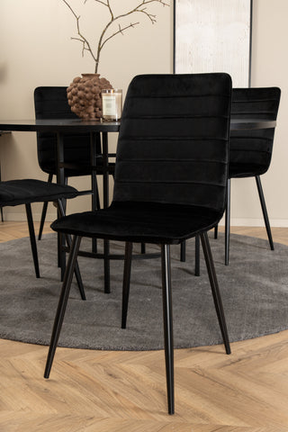 Venture Home Köpenhamn - Matbord runt - Svart / Svart+Windu Lyx Stol - Svart / Svart Velvet_4