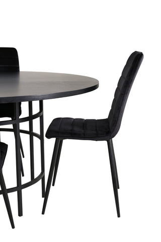 Venture Home Köpenhamn - Matbord runt - Svart / Svart+Windu Lyx Stol - Svart / Svart Velvet_4