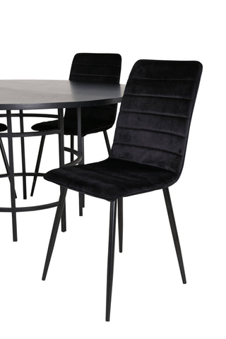 Venture Home Köpenhamn - Matbord runt - Svart / Svart+Windu Lyx Stol - Svart / Svart Velvet_4