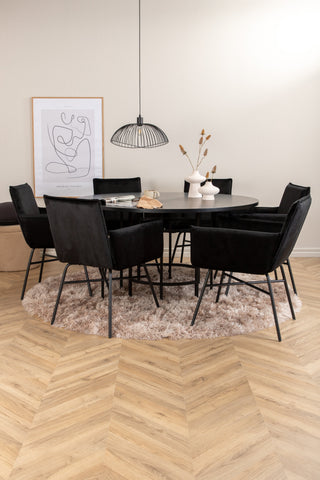 Venture Home Köpenhamn - Matbord runt - Svart / Svart+Petra Stol - Svart / Svart Sammet_6