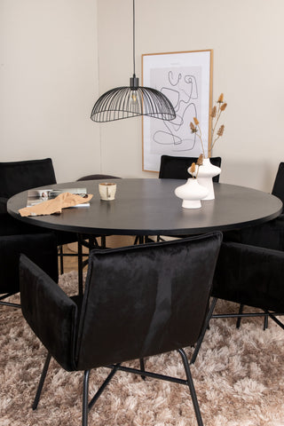 Venture Home Köpenhamn - Matbord runt - Svart / Svart+Petra Stol - Svart / Svart Sammet_6