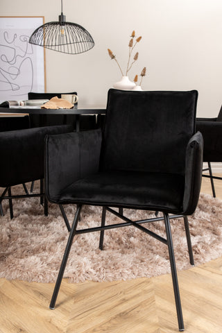 Venture Home Köpenhamn - Matbord runt - Svart / Svart+Petra Stol - Svart / Svart Sammet_6