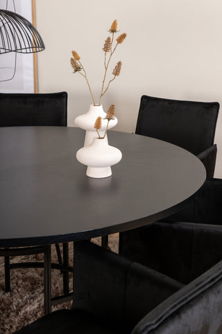 Venture Home Köpenhamn - Matbord runt - Svart / Svart+Petra Stol - Svart / Svart Sammet_6