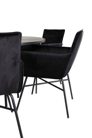 Venture Home Köpenhamn - Matbord runt - Svart / Svart+Petra Stol - Svart / Svart Sammet_6