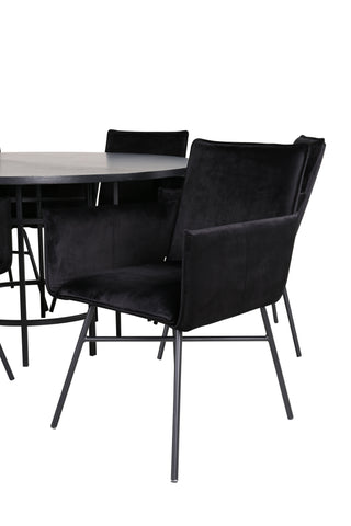 Venture Home Köpenhamn - Matbord runt - Svart / Svart+Petra Stol - Svart / Svart Sammet_6