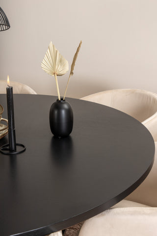 Venture Home Köpenhamn - Matbord runt - Svart / Svart+Berit Stol - Svart / Beige Velvet_6