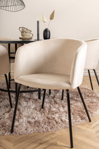 Venture Home Köpenhamn - Matbord runt - Svart / Svart+Berit Stol - Svart / Beige Velvet_6
