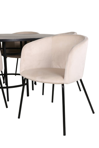 Venture Home Köpenhamn - Matbord runt - Svart / Svart+Berit Stol - Svart / Beige Velvet_6